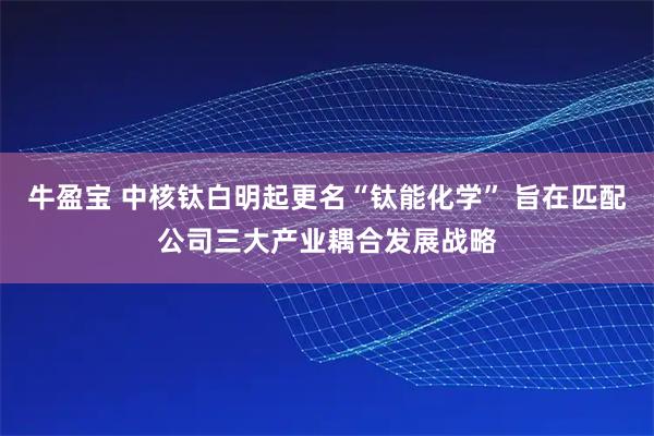 牛盈宝 中核钛白明起更名“钛能化学” 旨在匹配公司三大产业耦合发展战略